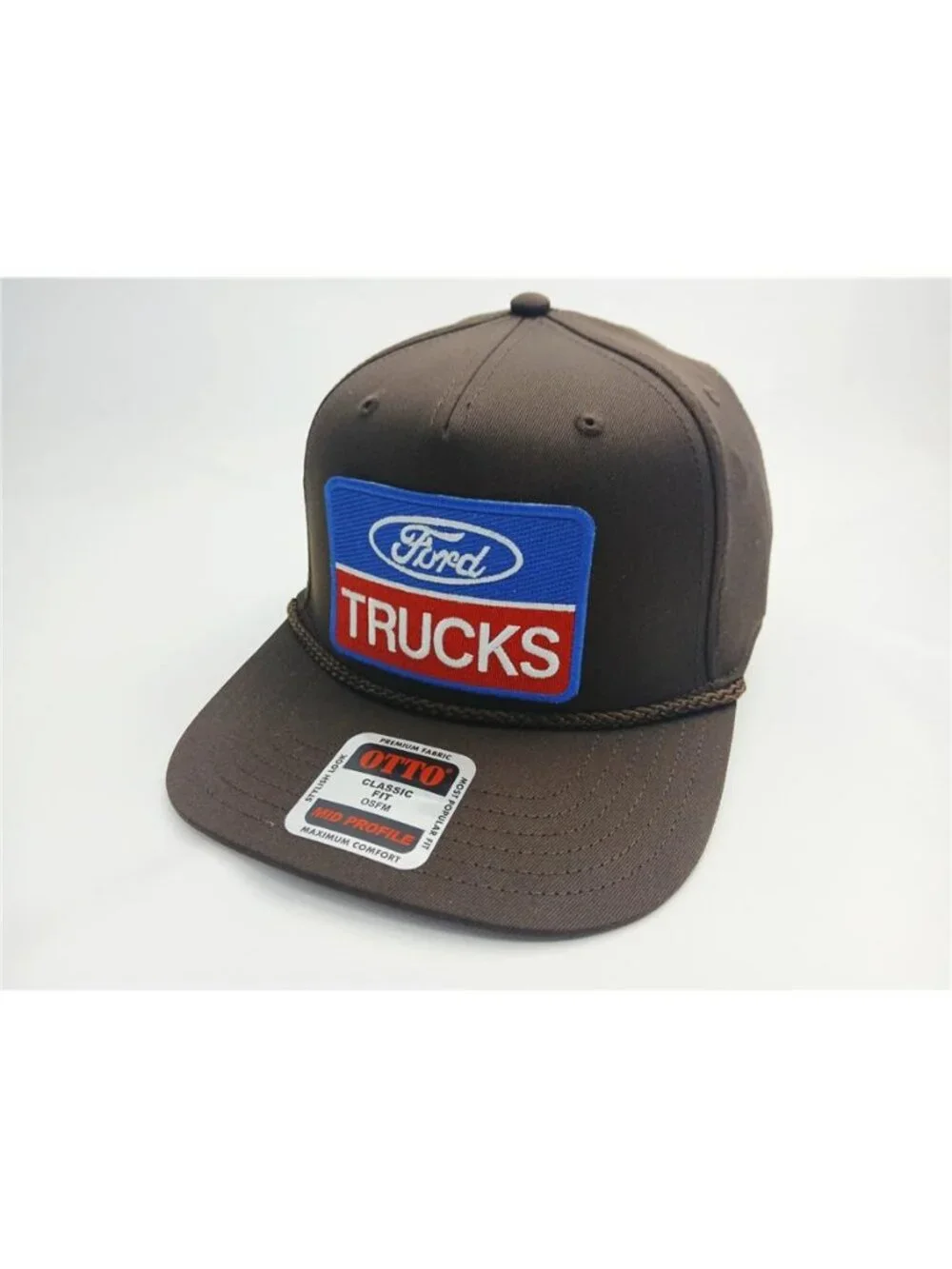 Retro Ford Trucks Embroidered Patch Hat Otto Brown Rope Snapback Flat Bill 80s